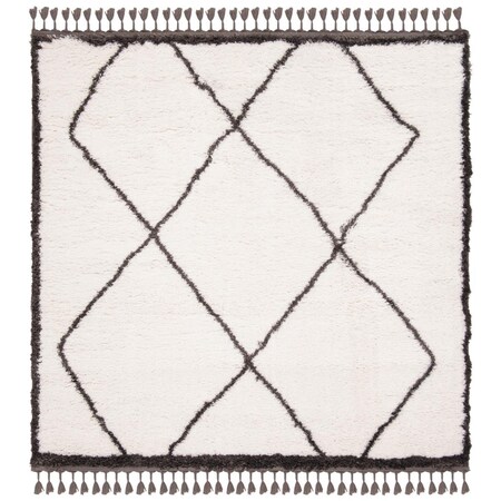 Safavieh 6 ft. 7 in. x 6 ft. 7 in. Carmella Shag 200 Power-Loomed Square Rug - Cream & Gray CRM226A-7SQ